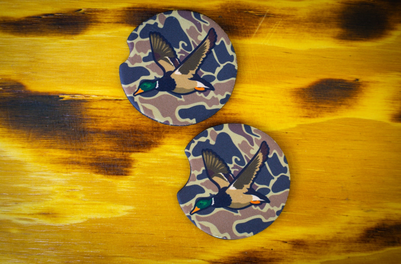 Mallard - car coasters old school camo