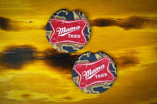 Mama tried - car coasters old school camo